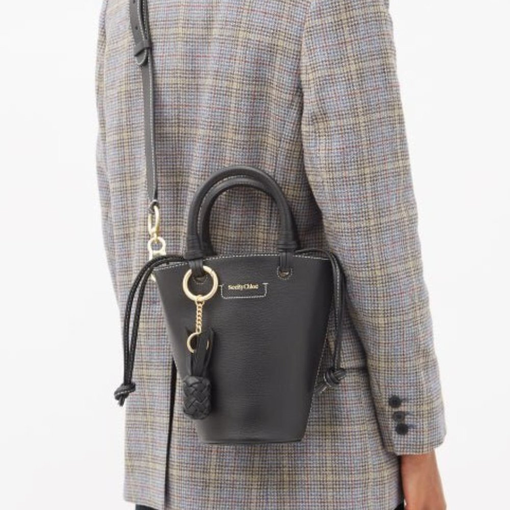SEE BY CHLOE CECLILIA / CECILYA Small Leather Bucket Bag in Black MSRP$525